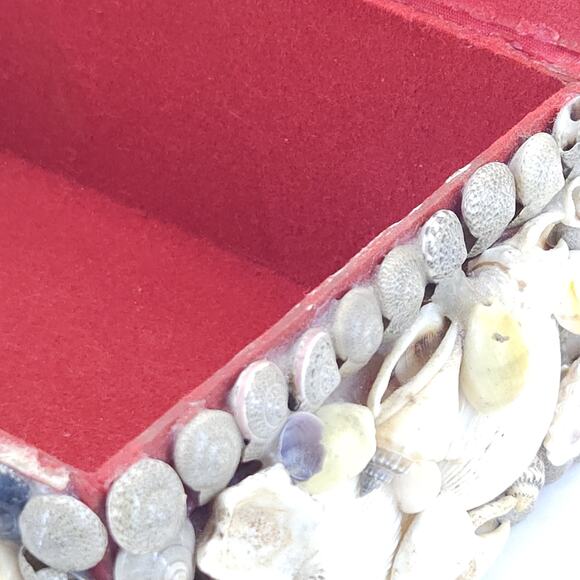 Vtg Seashell Jewelry Trinket Box Chest Sailor Valentine Nautical Handmade 6.5” - Picture 10 of 14